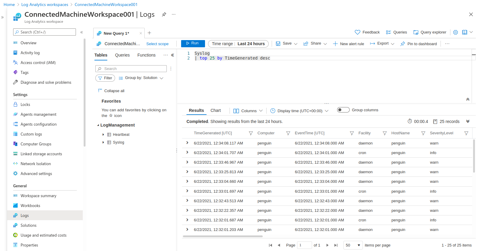 Browse syslog from Query results